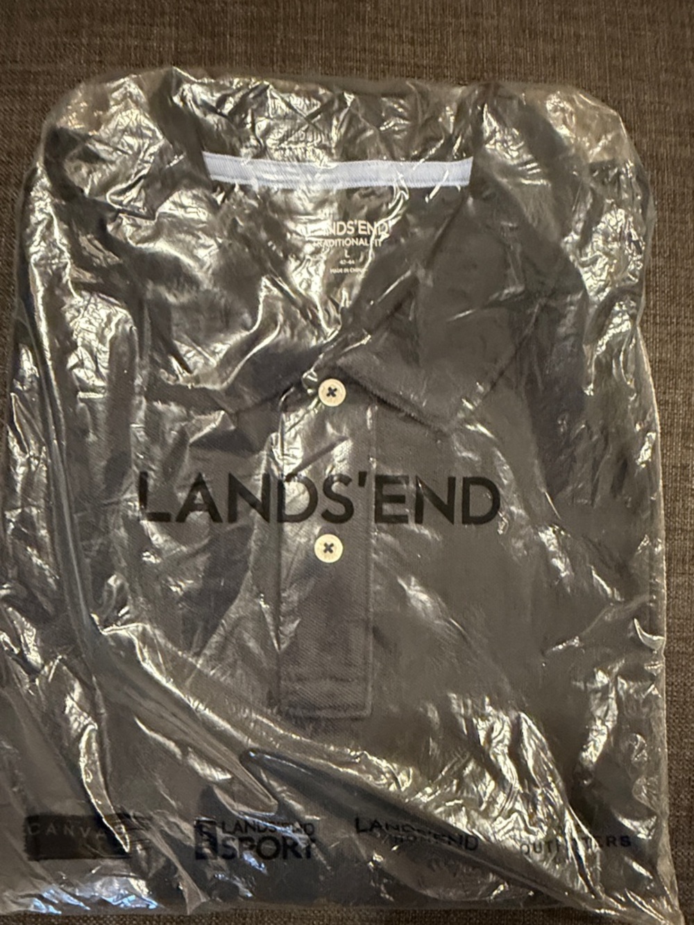 Lands' End Men's Navy Polo long sleeve Shirt